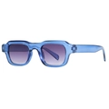 Retro square sunglasses with transparent blue frame and purple gradient lenses - Blue Frame Gradient Grey Lens