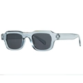 Retro square sunglasses with translucent blue thick frames and dark grey lenses for women - Translucent Grey Frame Grey Lens