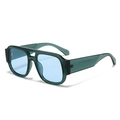 Gafas de sol de aviador verdes transparentes con lentes azules y puente doble - Azul Transparente