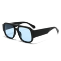 Retro oversized sunglasses with thick black frame and translucent blue lenses - Black Frame Blue Lens