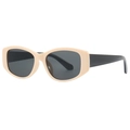 Chic retro square cat-eye sunglasses with cream frames and dark grey polarized lenses - Beige Frame Black Temples Grey Lens