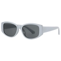 Retro cat-eye sunglasses with silver matte frame and dark grey UV protection lenses - Silver Frame Grey Lens