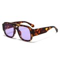 Retro oversized square sunglasses with tortoise shell frame and purple gradient lenses - Demi Frame Purple Lens