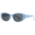 Fashionable oval cat-eye sunglasses in light blue frame with dark grey lenses - Blue Frame Grey Lens