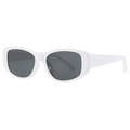 Retro white wide frame cat eye sunglasses with dark gray lenses for stylish sun protection - White Frame Grey Lens