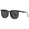 Classic oversized black square sunglasses with metallic arrow rivets and grey lenses - Black Frame Grey Lens