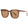 Classic oversized tea-colored sunglasses with translucent frames and metal arrow accents - Tea Frame Tea Lens