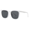 Minimalist white square oversized sunglasses with dark lenses and silver arrow detail - White Frame Gray Lens