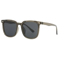 Chic oversized square sunglasses in translucent tea gray with silver arrow hardware - Olive Green Frame Gray Lens