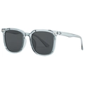 Translucent blue grey oversized sunglasses with dark lenses and metal arrow detail - Translucent Grey Frame Grey Lens