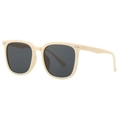 Classic cream square oversized sunglasses with dark grey lenses and silver arrow decor - Beige Frame Grey Lens