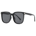 Classic oversized black square frame sunglasses with silver hinge detail and dark grey lenses - Black Frame Grey Lenses(C01)