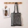 Minimalistische schwarze Netztasche aus Geflecht für Strandurlaub und Alltag - Einzelnetz / Schwarz