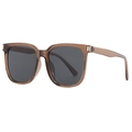 Classic oversized olive green square sunglasses with dark grey UV protective lenses - Tea Frame Grey Lens (C02)