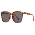 Fashionable olive green tortoiseshell sunglasses with large square frame and dark gray lenses - Tortoise Frame Grey Lens (C03)