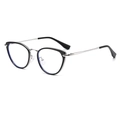 Occhiali anti-luce blu occhio di gatto con montatura nera e stanghette in metallo argento - Nero e Argento