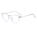 Monture de lunettes œil de chat avec branches en métal argenté et cerclage transparent - Monture Transparent Argent