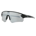 Radsport-Sonnenbrille mit schwarzem Rahmen und grauen Gläsern für Outdoor-Sport - Matt Schwarz Rahmen Silber Verspiegelt