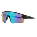 Lunettes de cyclisme sport avec monture demi-cerclée noire et verres teintés colorés - Noir Sablé / Miroir Vert