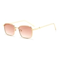 Lunettes de soleil carrées rétro avec monture dorée et verres rose pêche dégradé - Monture Dorée Verres Marron Dégradé