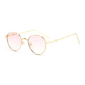 Classic oval metal sunglasses with pink gradient lenses and vintage gold frame details - Gold Frame Gradient Pink Lens