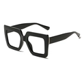 Occhiali anti-luce blu quadrati neri oversize classici con dettagli dorati eleganti - C01 Nero