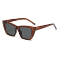 Occhiali da sole cat-eye minimalisti con montatura ambra e lenti grigio scuro moda - Montatura Marrone Lente Grigio