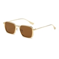 Retro small square metal sunglasses with gold frame and brown lenses for men and women - Gold Frame Tea Lens
