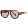 Retro tortoise shell double bridge oversized sunglasses with grey lenses for unisex style - Tortoiseshell Light Grey