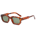 Lunettes de soleil rétro carrées écaille de tortue avec verres vert foncé mixtes - Monture Écaille Verres Vert Foncé (C10)