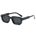 Occhiali da sole quadrati rétro classici in nero lucido con lenti grigio scuro - Montatura Nera Lenti Grigie(C01)