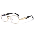 Lunettes de soleil ovales dorées avec branches noires et monture rétro épurée - Monture Dorée Verres Anti-Lumière Bleue