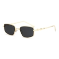 Retro square sunglasses with gold metal frame and bamboo joint temples in dark lenses - Gold Grey