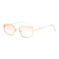 Chic square gold metal sunglasses with pink gradient lenses and wavy textured temples - Gold Gradient Pink