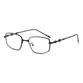 Square small frame sunglasses with slim metal legs and diamond-shaped temple details - Black/White
