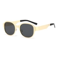 Occhiali da sole ovali oversize con montatura in metallo dorato e lenti scure per street style - Montatura Oro Lente Grigia