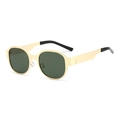 Occhiali da sole tondi vintage con montatura in metallo oro chiaro e lenti verde scuro - Montatura Oro Verde
