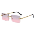 Lunettes de soleil sans monture rectangulaires avec verres dégradés roses et branches dorées - Monture Dorée/Verre Rose Violet Dégradé