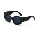 Modern black oversized hexagonal sunglasses with geometric frames and dark tinted lenses - Dark Grey