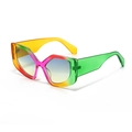 Fashionable geometric chunky sunglasses with colorful gradient frames and tinted lenses - Yellow & Green Temples (Multicolor Gradient)