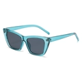 Occhiali da sole cat eye ciano alla moda con lenti grigie e montatura spessa - Montatura Blu Traslucido Lenti Grigie