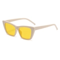 Occhiali da sole retrò cat-eye con montatura crema e lenti gialle dal design alla moda - Montatura Beige Lente Giallo