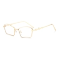 Fashion polygon gold metal glasses with unique bamboo-style temples and clear lenses - Gold Frame Clear Lens