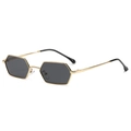 Classic retro hexagonal metal sunglasses with golden frame and dark grey lenses - Gold Frame Grey Lens (C01)