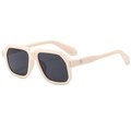 Occhiali da sole pilot vintage squadrati con montatura beige e lenti grigio scuro - Montatura Bianco Crema Lenti Grigie