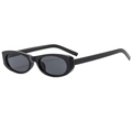 Klassische schwarze ovale Sonnenbrille im minimalistischen Retro-Design mit Glanzrahmen - Schwarzer Rahmen Graue Gläser