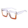 Fashionable square anti-blue light glasses with purple to orange gradient transparent frame - C05 Purple Orange Gradient