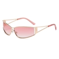 Retro small frame sunglasses with gold hollow temples and pink gradient lenses - Gold Gradient Pink