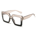 Classic square blue light glasses for women in a stylish gradient grey-brown finish - C06 Champagne Black Gradient