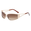 Y2K vintage gold metal sunglasses with hollow temples and brown gradient lenses - Golden Double Brown
